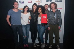v.l.: Uli Mücke (Vice President New Music GSA EMI Music Germany), Karoline Meierling (Jurymitglied / Projektleitung She Can DJ EMI Music Germany), Miss Nine (Jurymitglied / DJane / Model), Karla Kenya (She Can DJ Winner 2012), Kai Horstmann (Jurymitglied / Sushi3000), Sven Schäfer (Jurymitglied / FAZE Magazin)