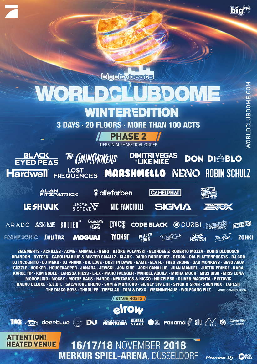 BigCityBeats WORLD CLUB DOME Winter Edition verkündet Line Up Phase 2